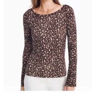 WHBM Leopard Print Bell Sleeve Lightweight Sweater Size Small